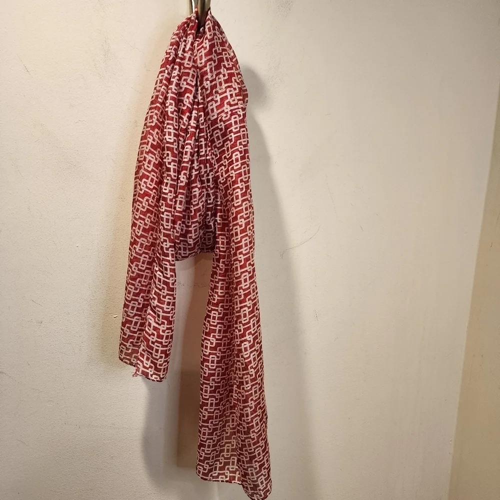 PRINTEMPS Red novelty Print 100% Silk lightweight scarf